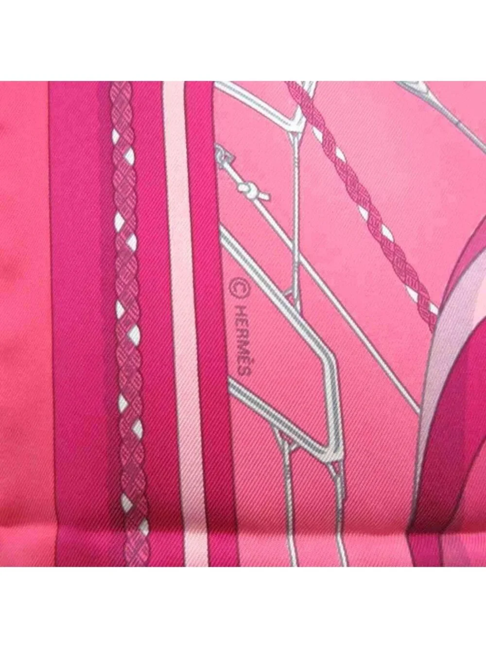 Hermes Tagged Spinnakers Carre 90 Scarf Shawl All Over Pattern Silk 100% Pink - Picture 6 of 8